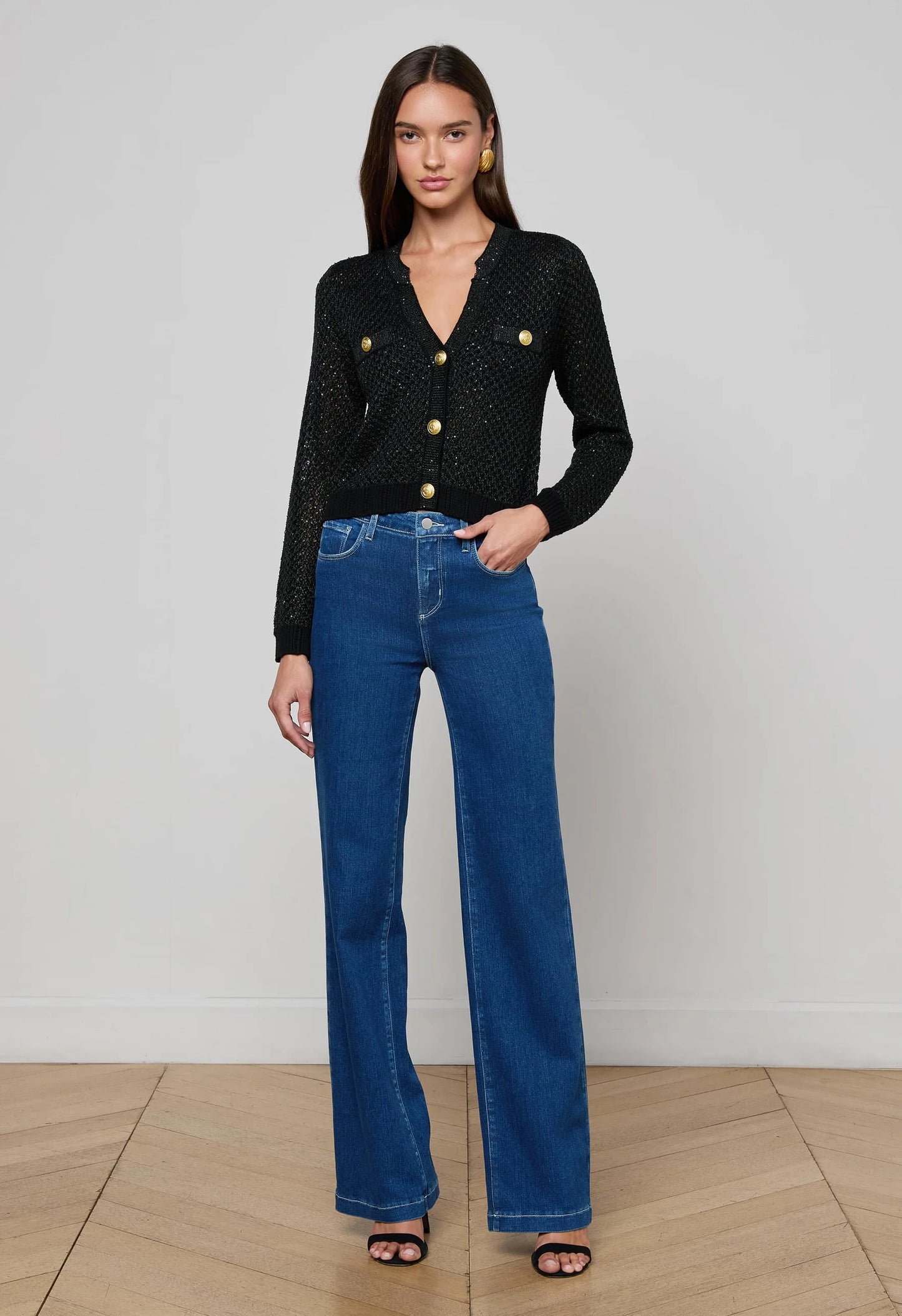 Blanca Sequin Crop Cardigan