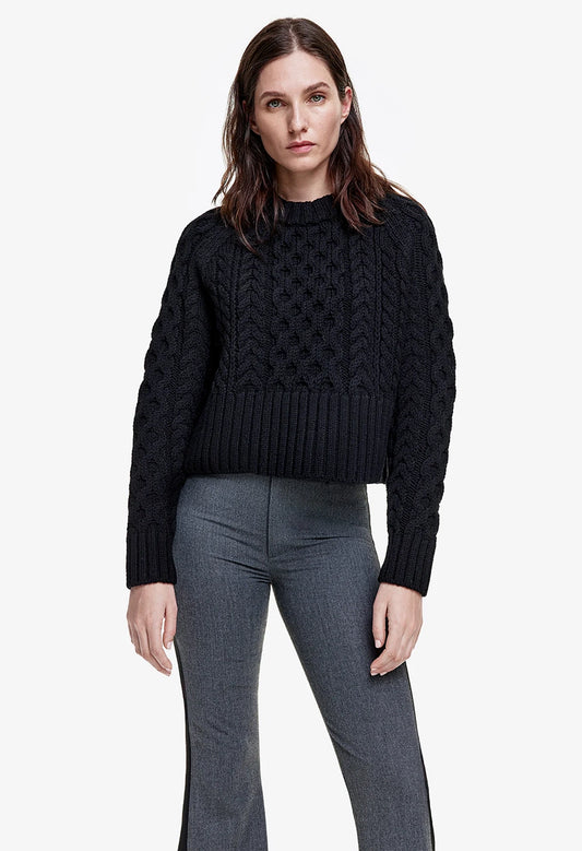 Cable Knit Cropped Crewneck