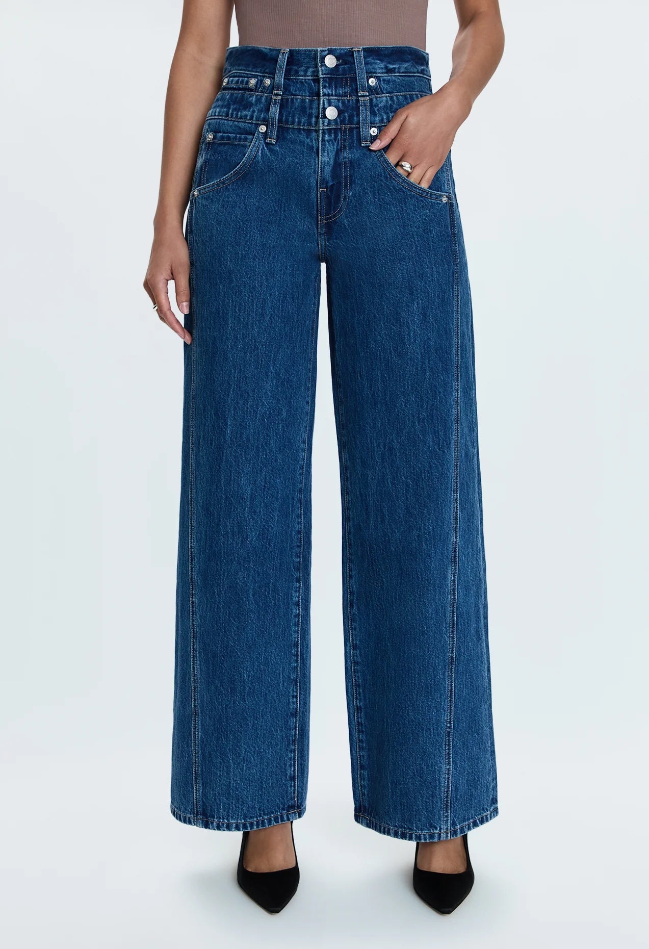 Caleb High Rise Relaxed Stacked Jean