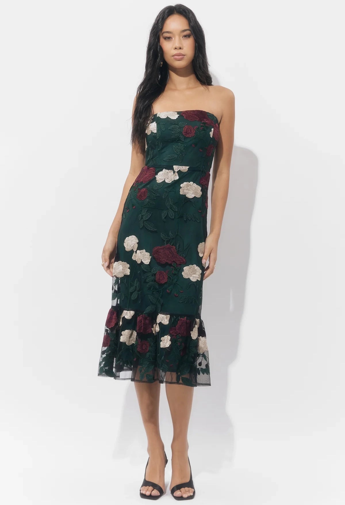 Calita Strapless Embroidered Dress
