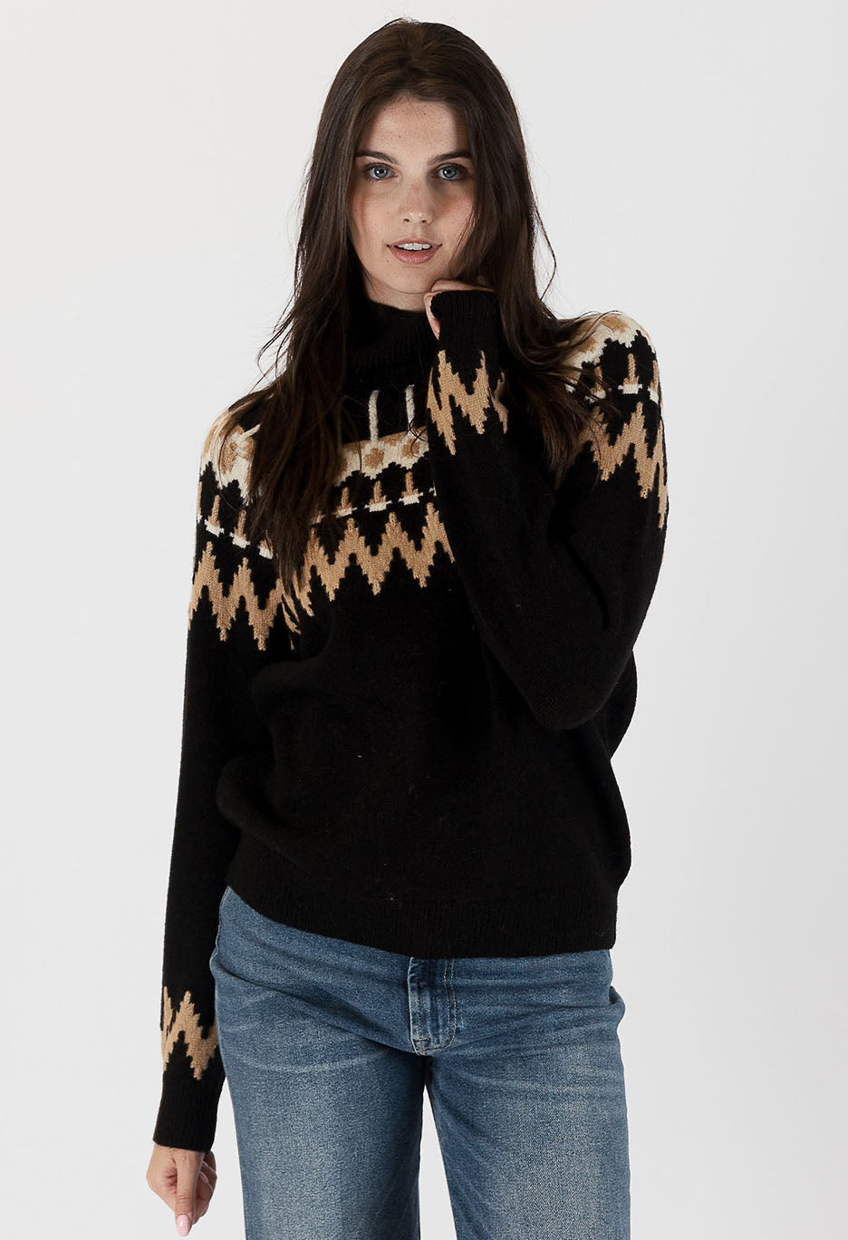 Candace Fairisle Mock Neck Sweater