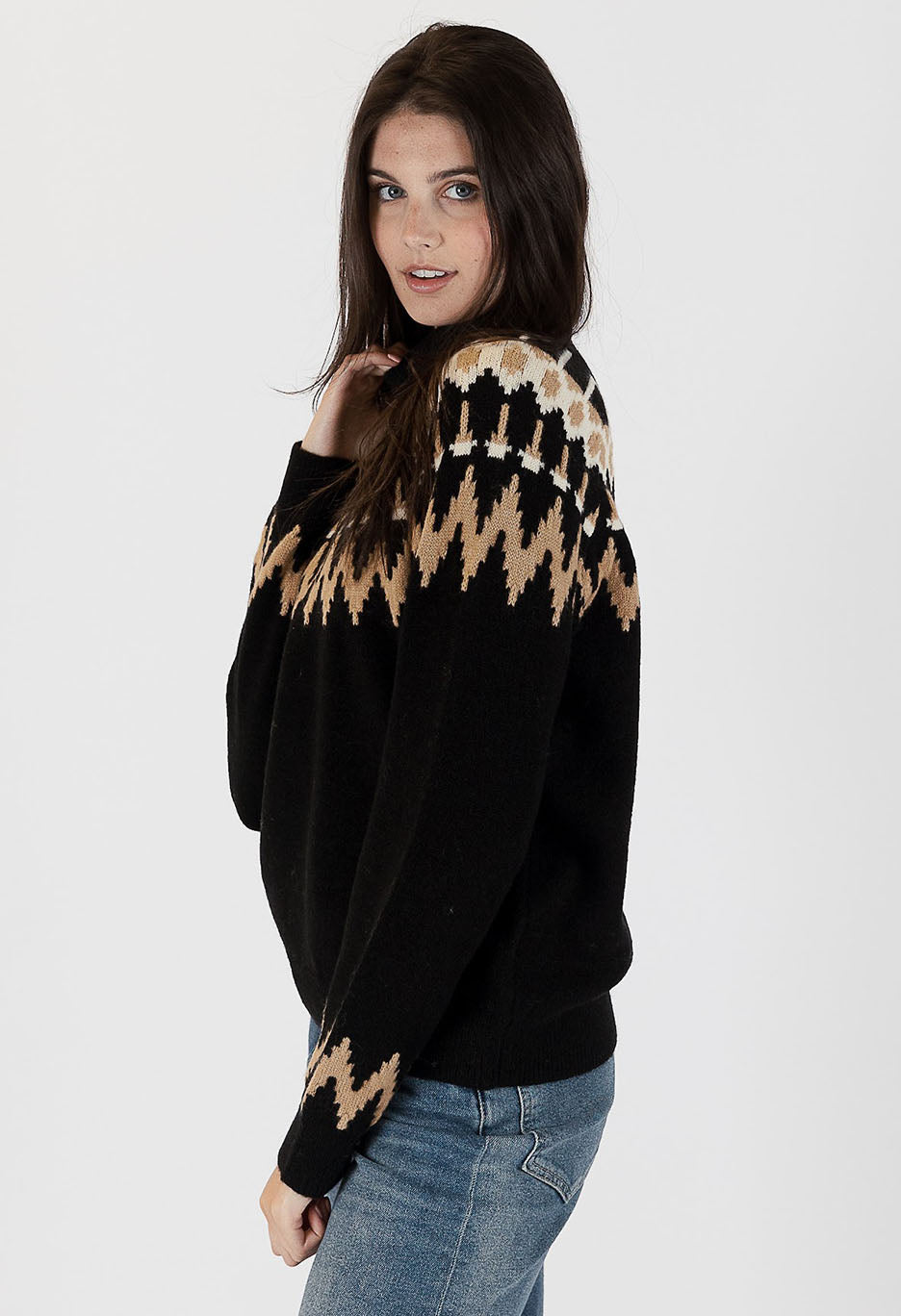 Candace Fairisle Mock Neck Sweater