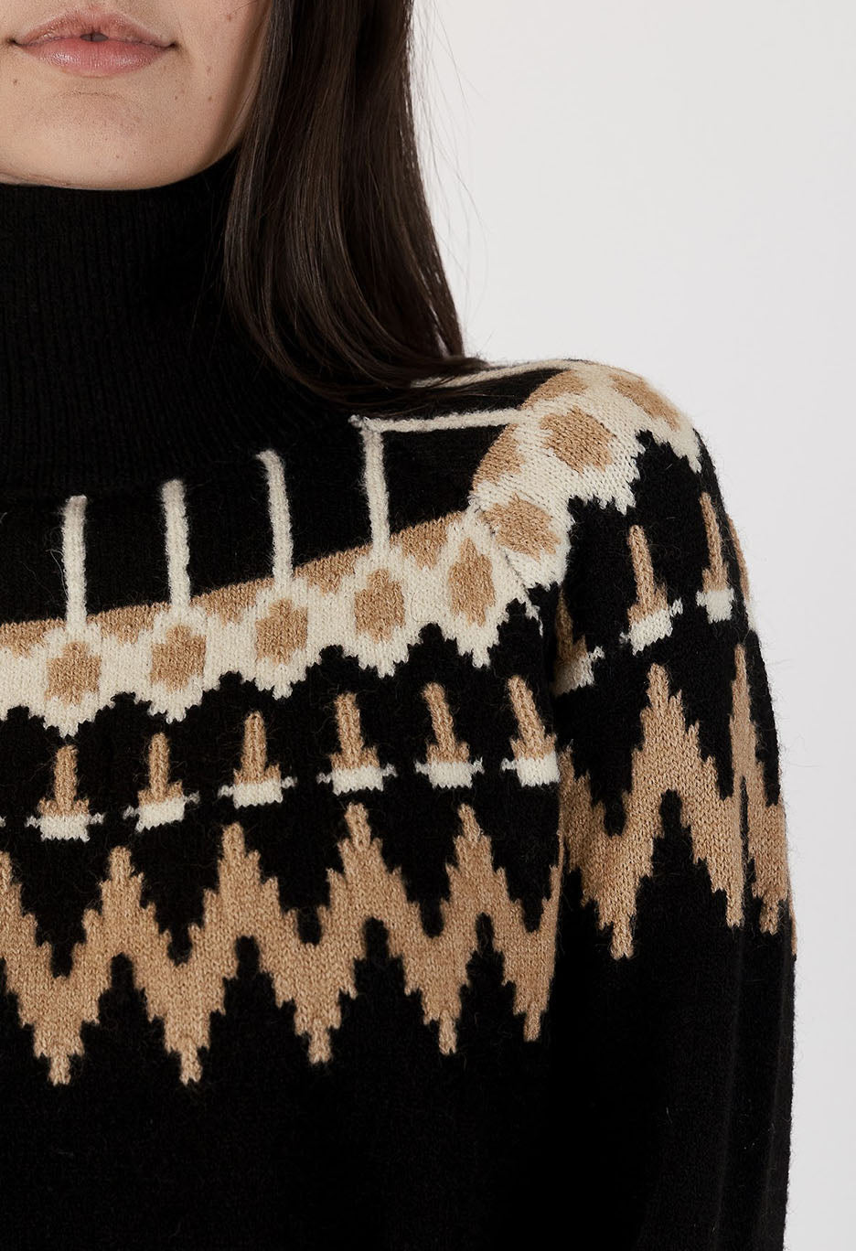 Candace Fairisle Mock Neck Sweater