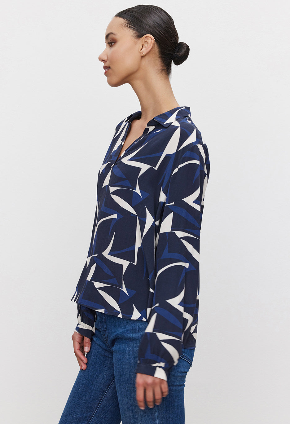 Carah Printed Royal Crepe Top