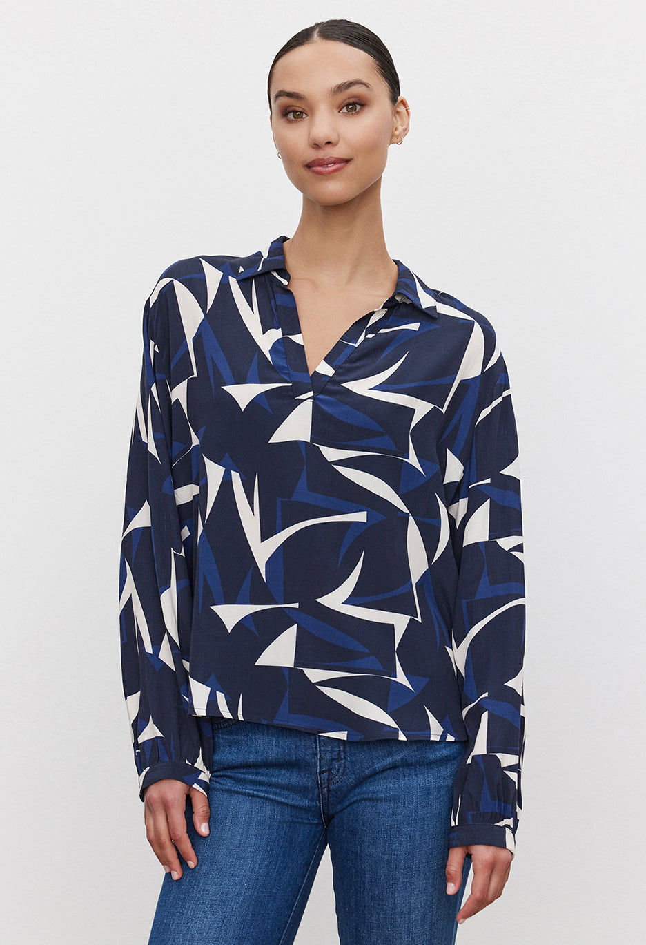 Carah Printed Royal Crepe Top