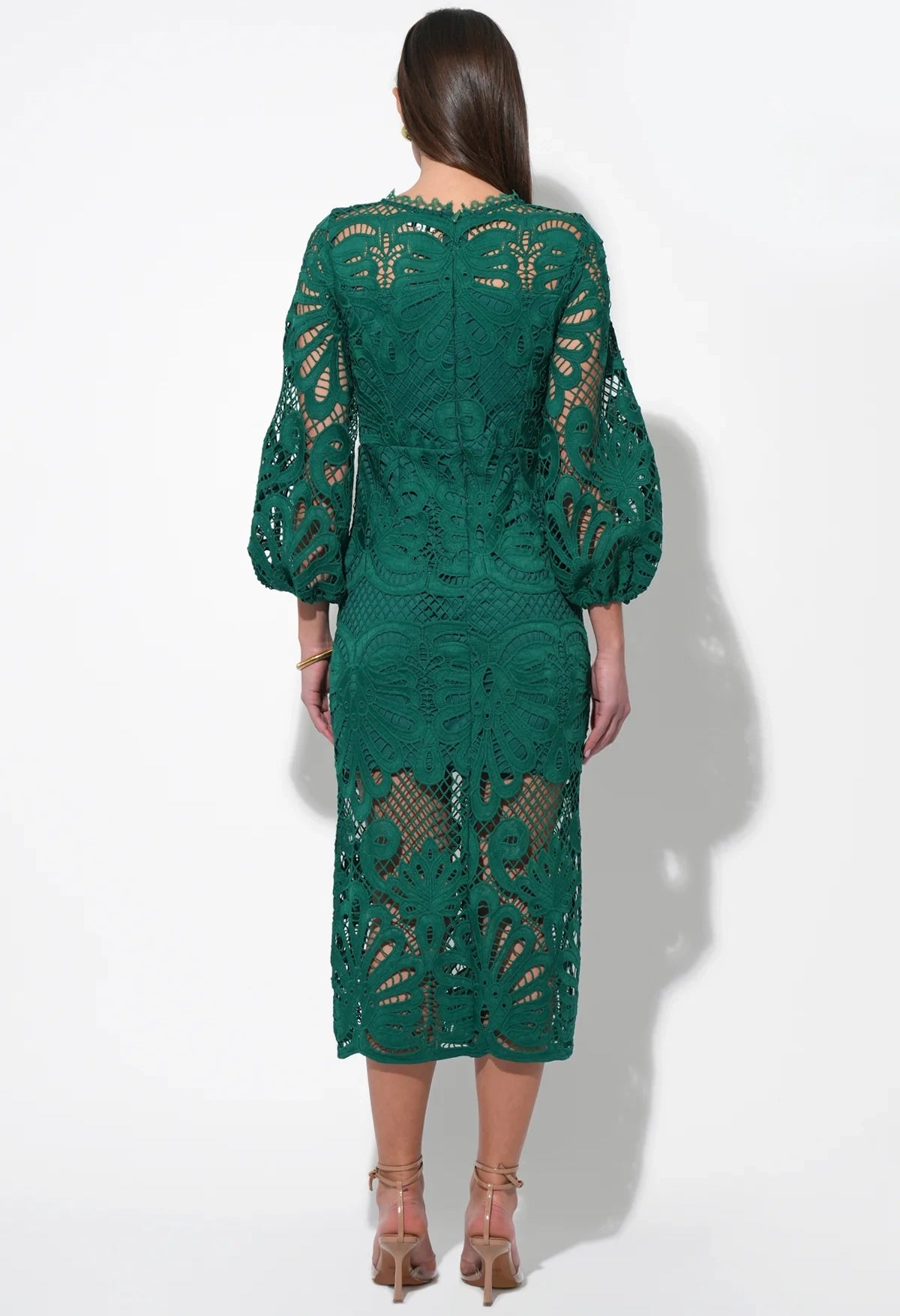 Carson Lace Puff Sleeve Midi Dress