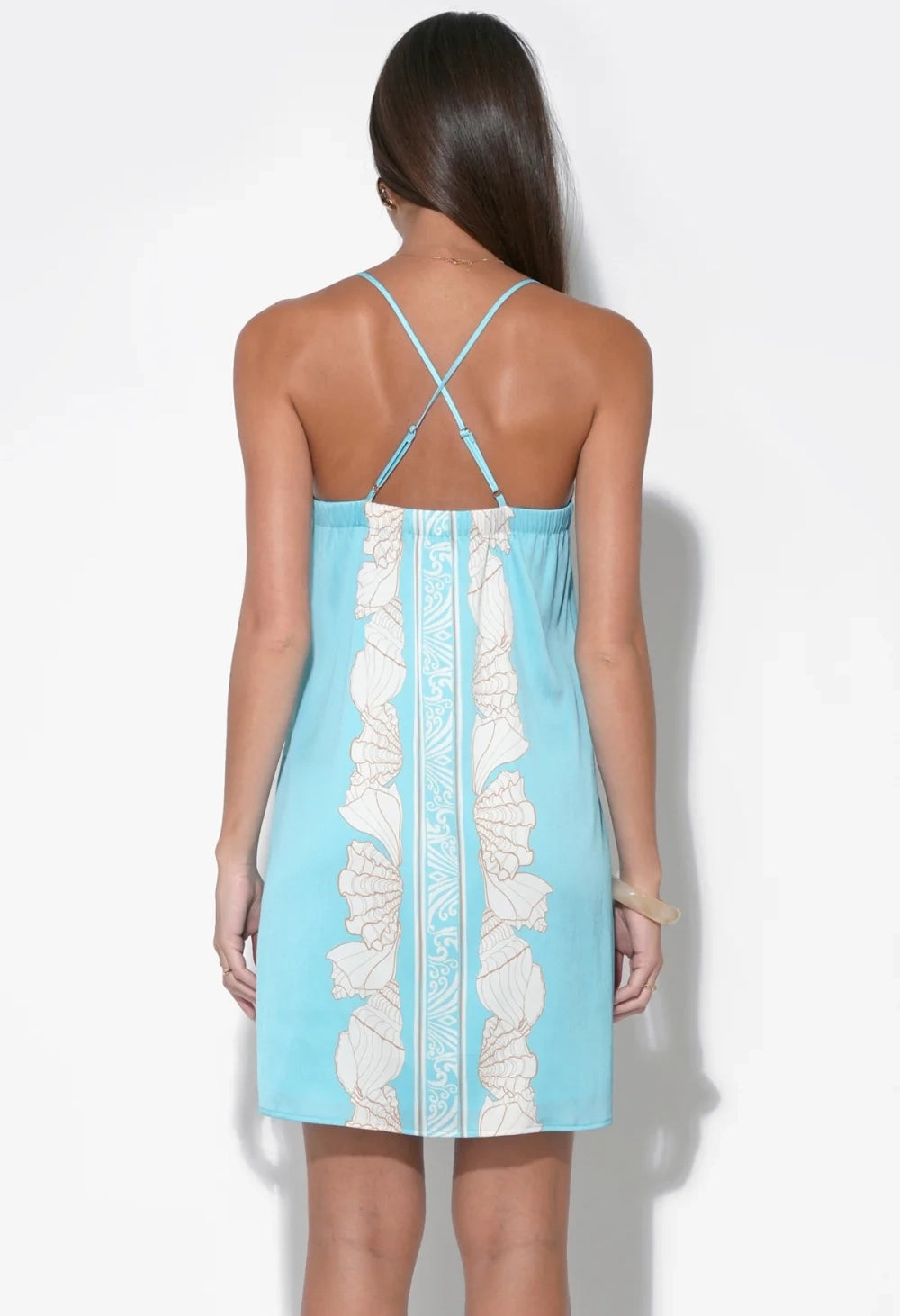 Celeste Lace Trim Printed Seashell Mini Dress