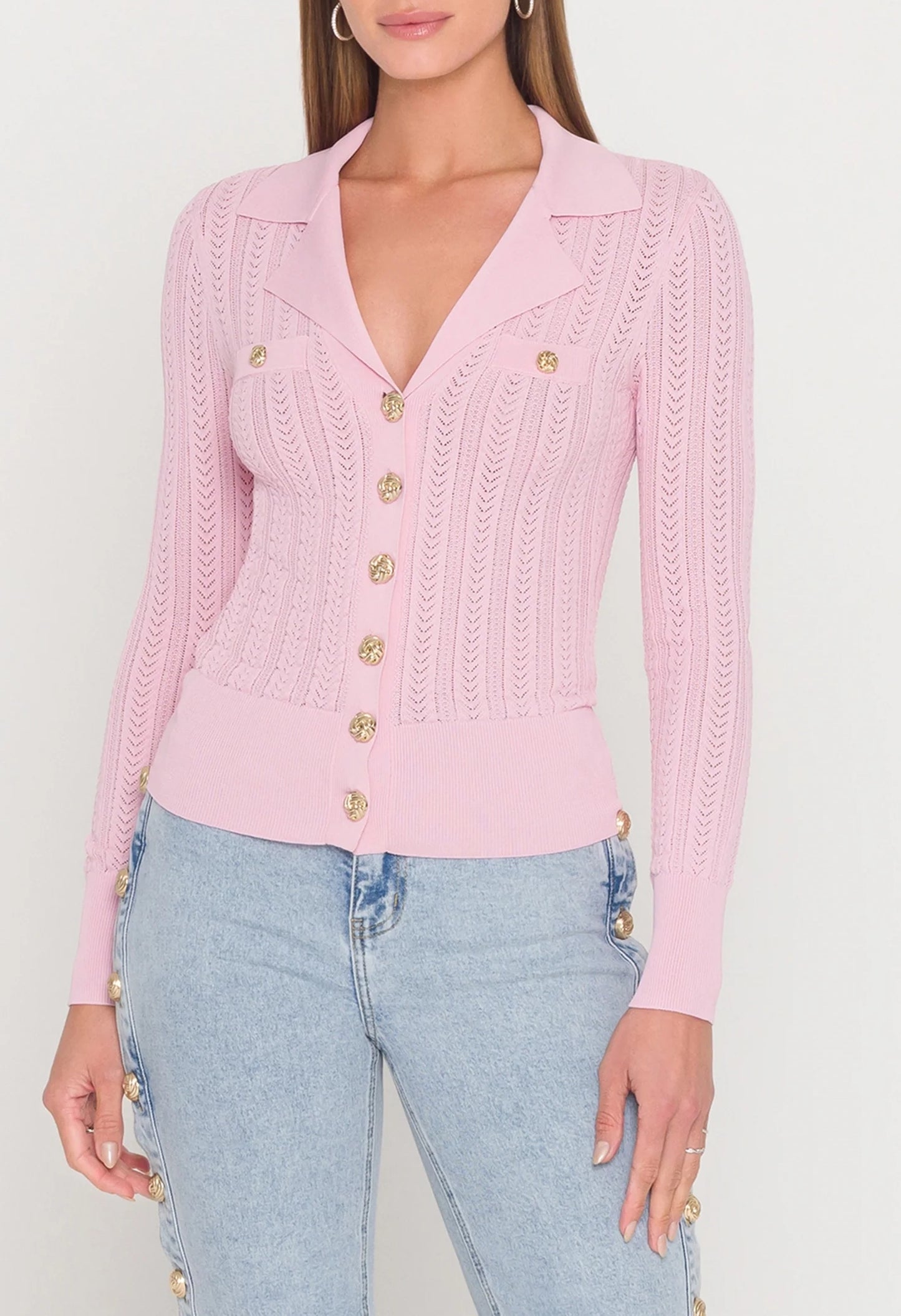 Charlotte Pointelle Rib Cardigan