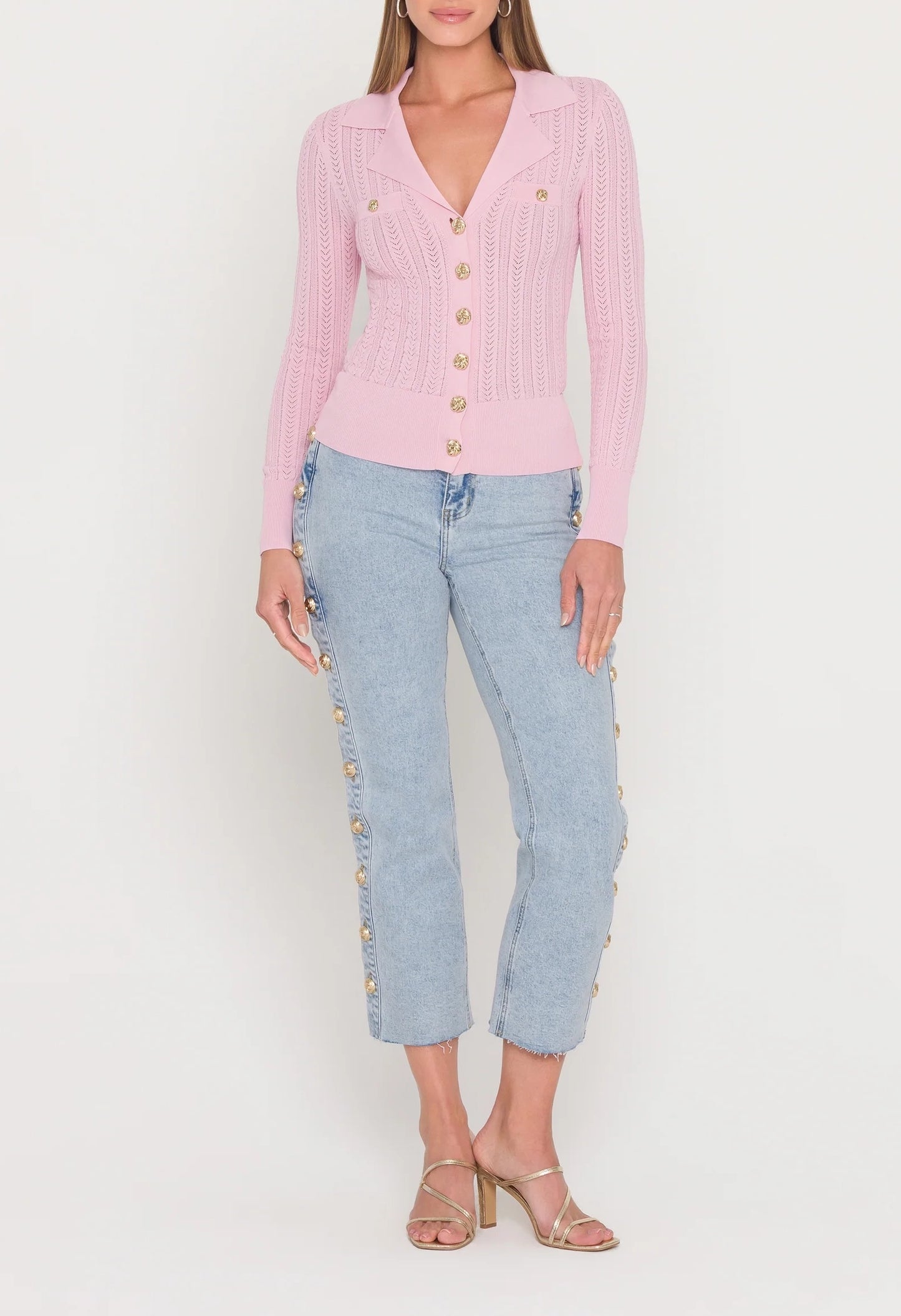 Charlotte Pointelle Rib Cardigan