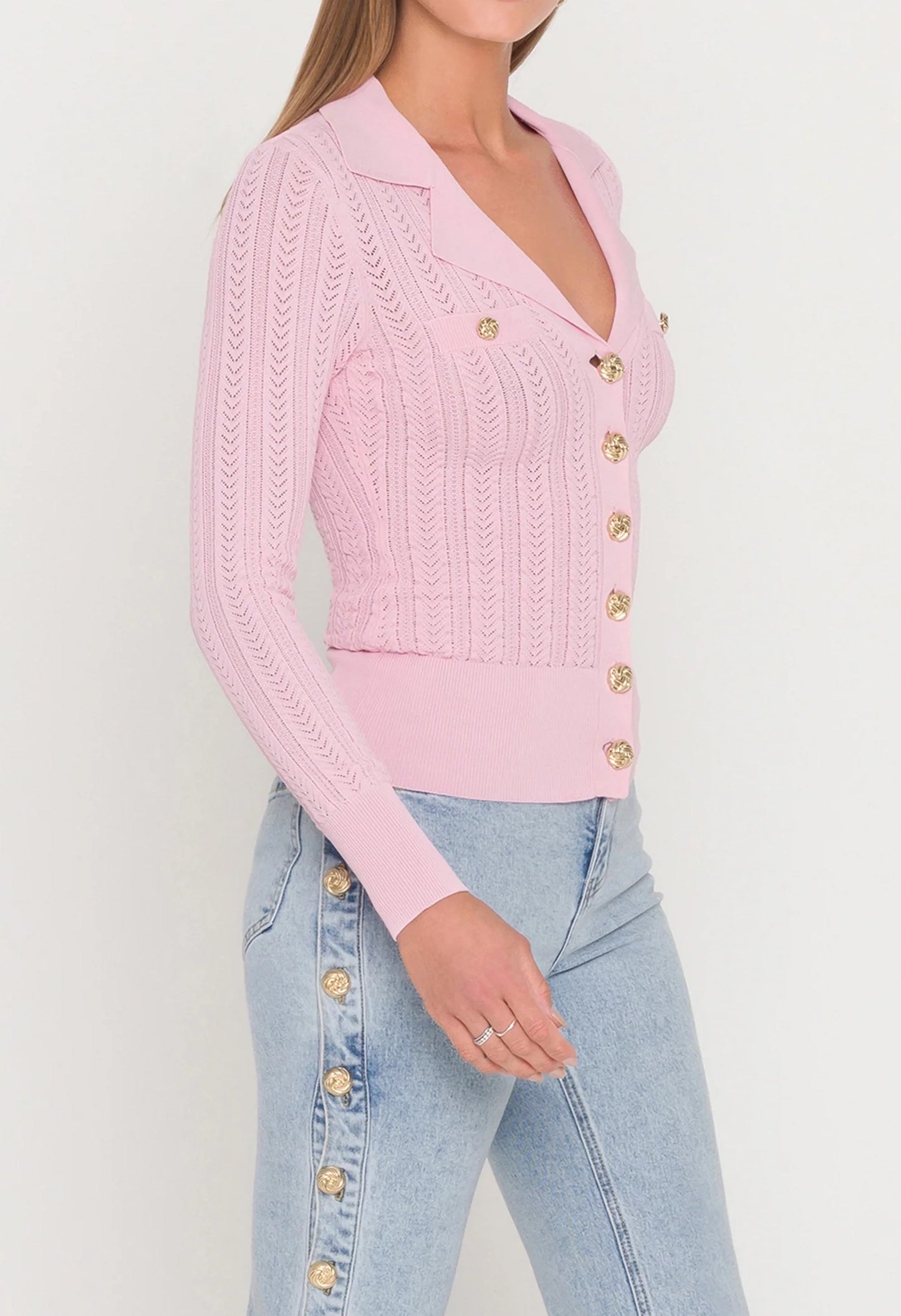 Charlotte Pointelle Rib Cardigan