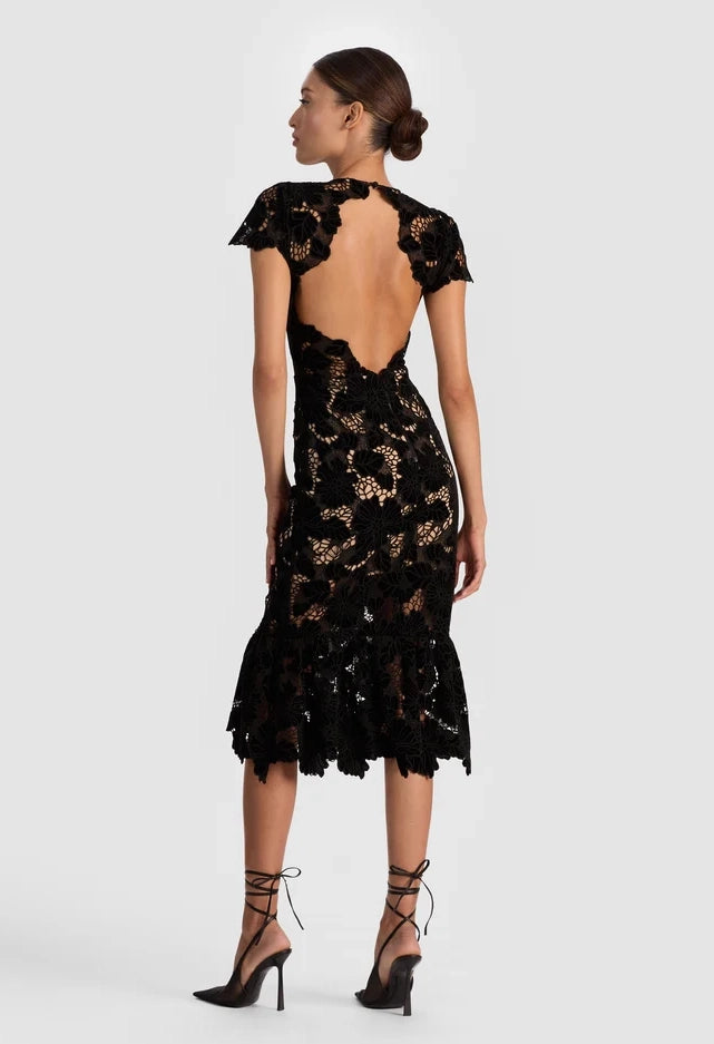 Clover Open Back Midi Dress