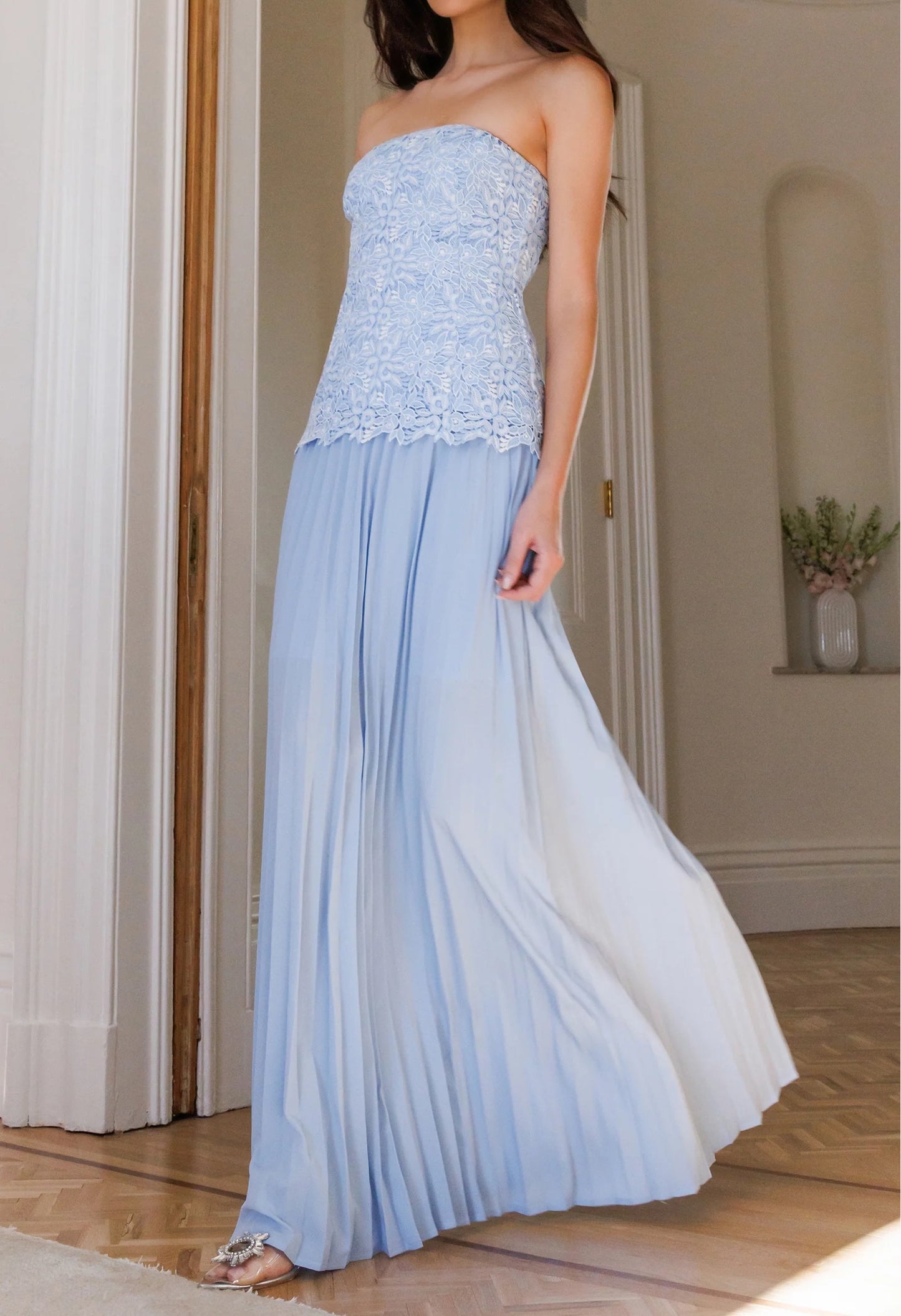 Cody Two Tone Lace Pleat Dress