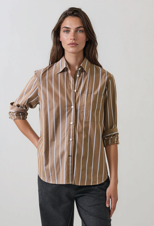 Long Sleeve Cotton Boyfriend Pocket