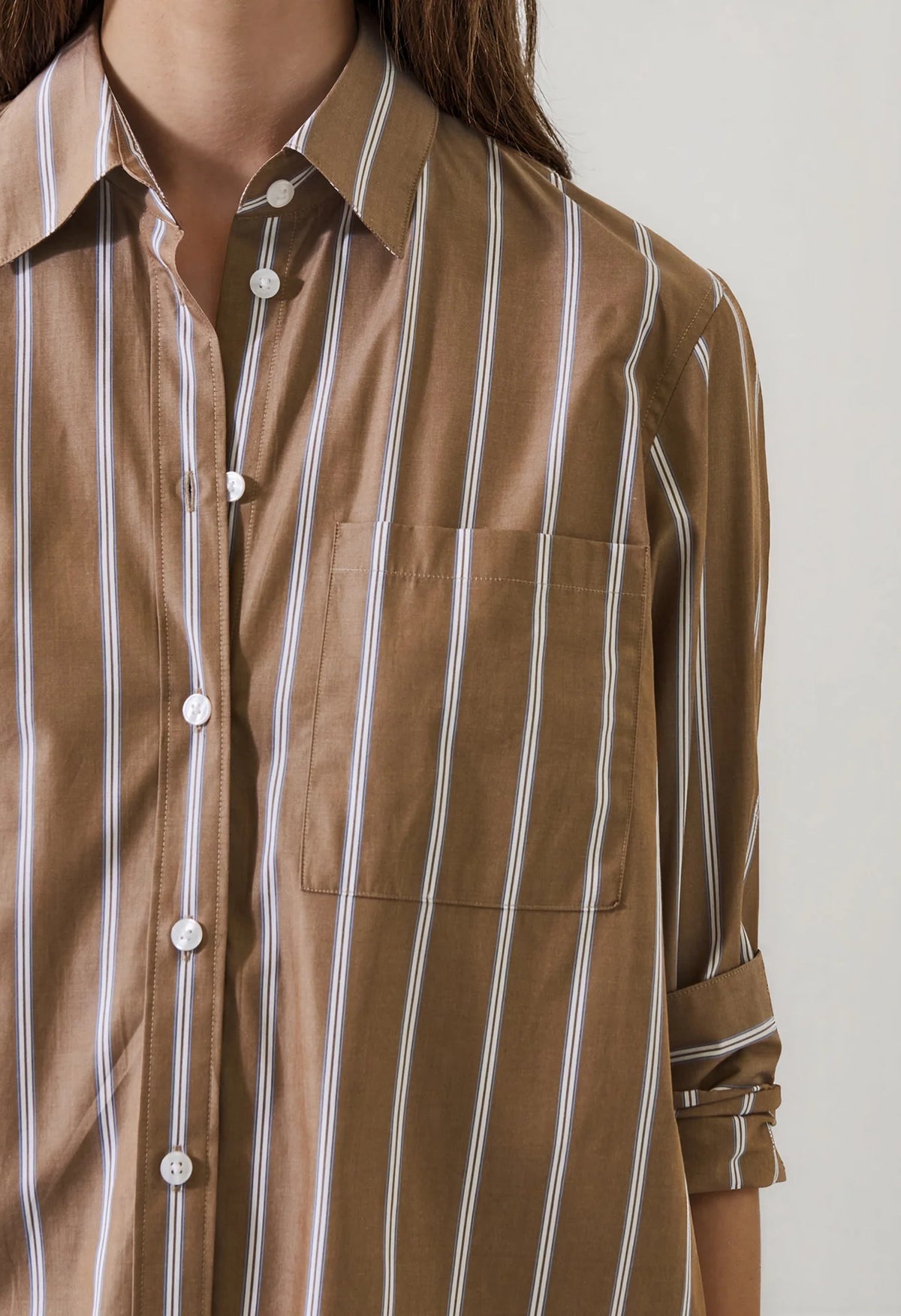Long Sleeve Cotton Boyfriend Pocket
