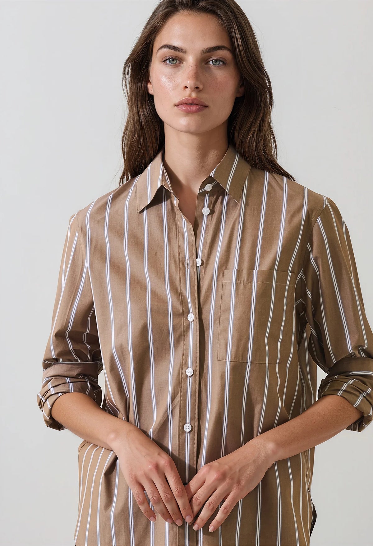Long Sleeve Cotton Boyfriend Pocket