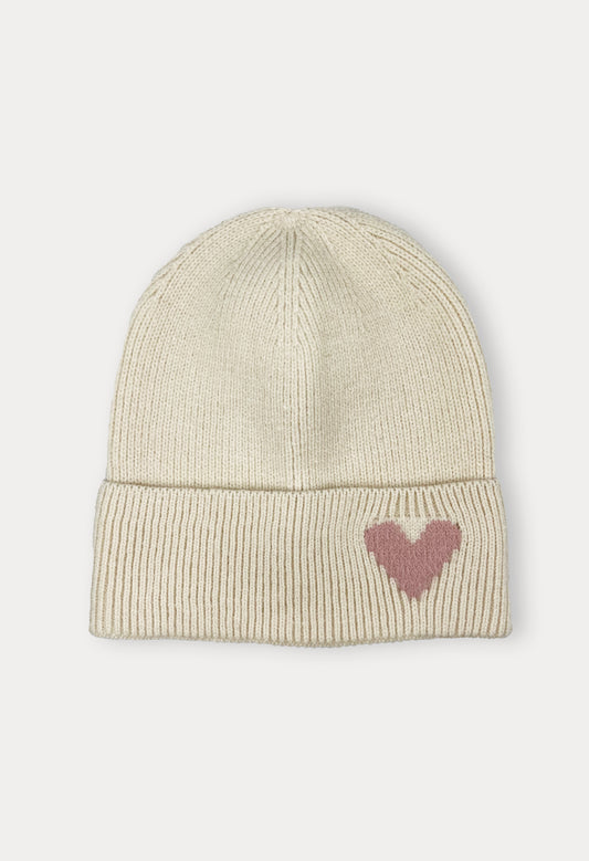 Beige Heart Toque