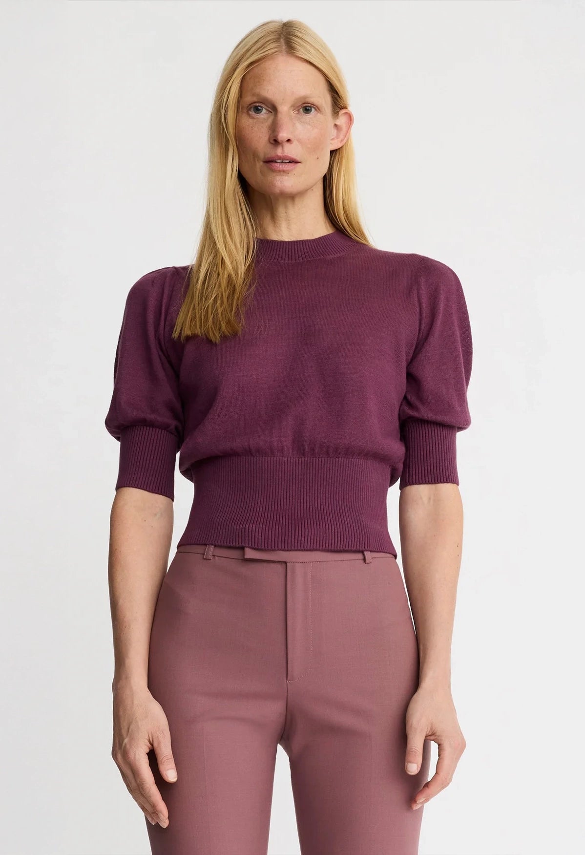 Cropped Pouf Sleeve Sweater