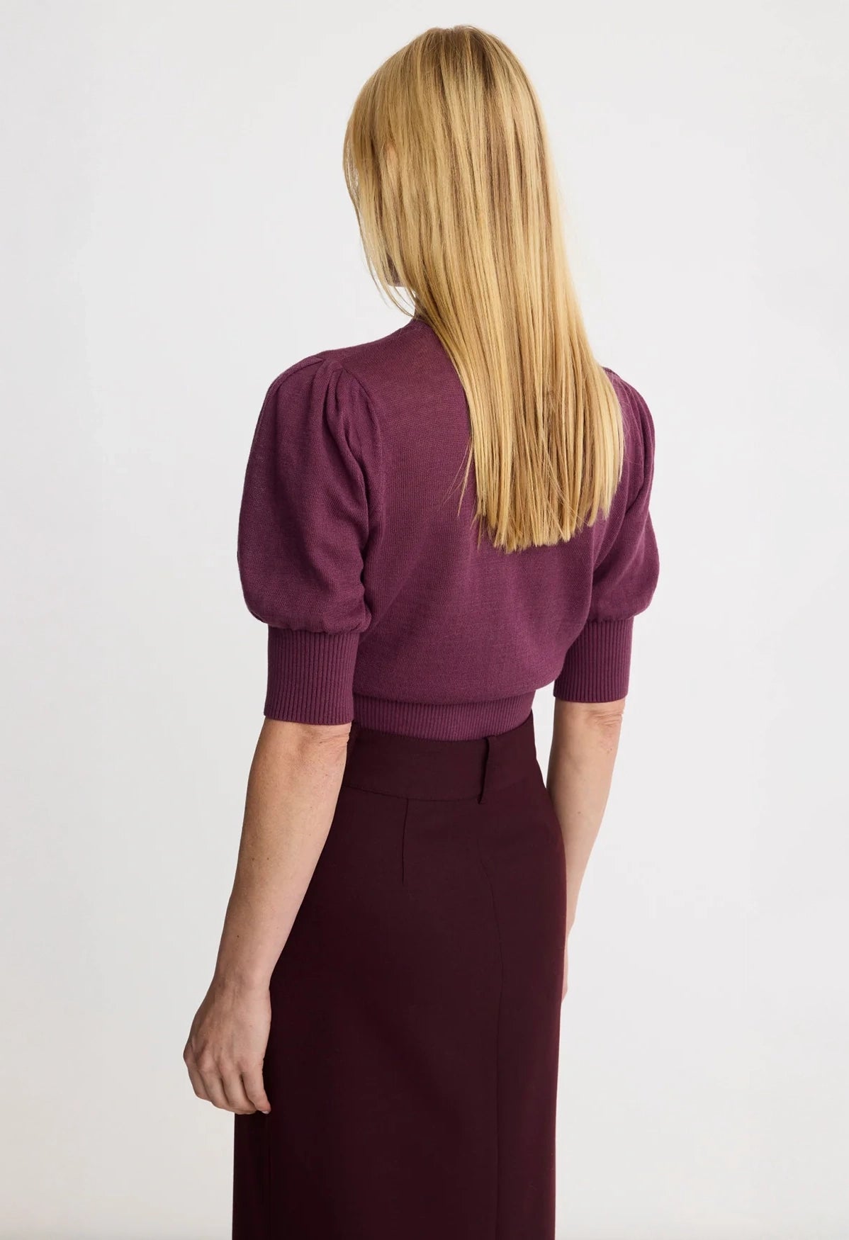 Cropped Pouf Sleeve Sweater