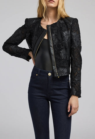 Dalma Vegan Leather Guipure Jacket