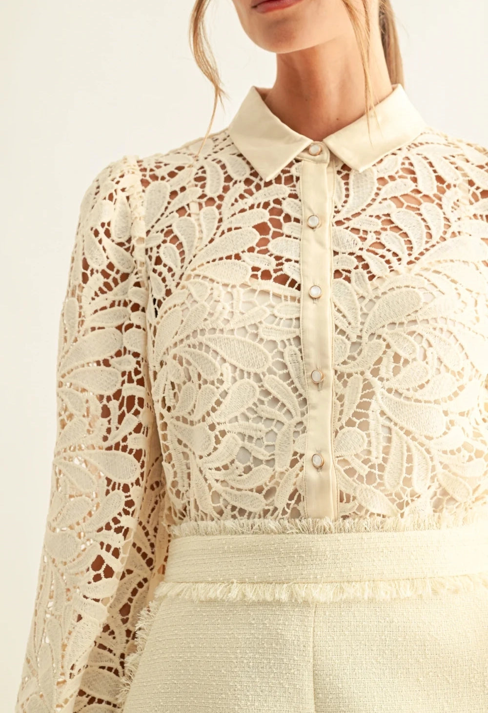 Diora Contrast Detail Lace Shirt