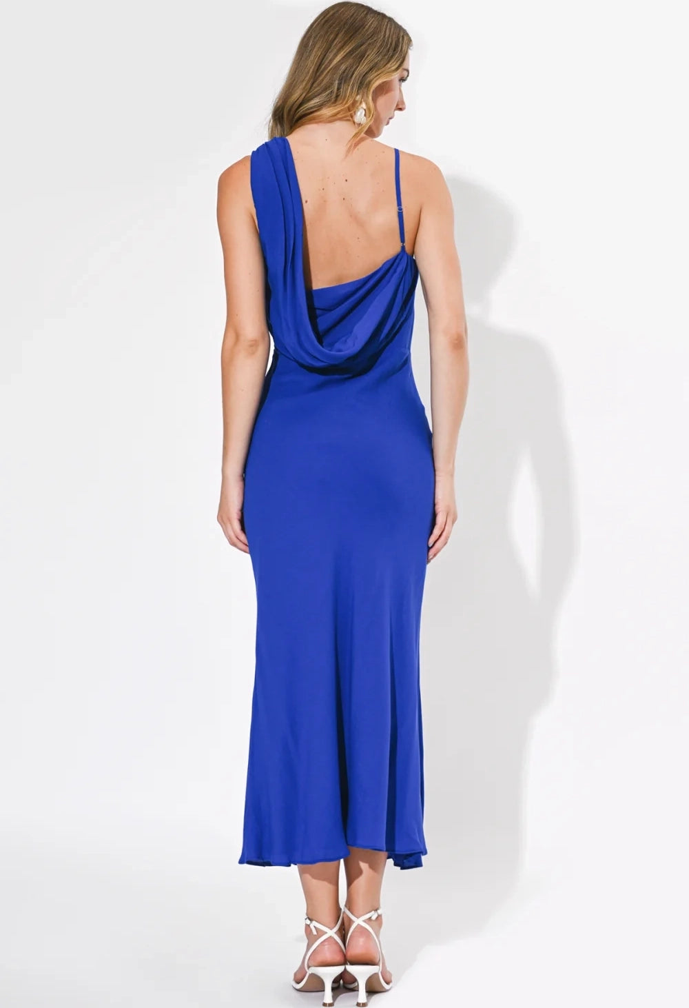 Drea Asymmetrical Cowl Neck Maxi Dress