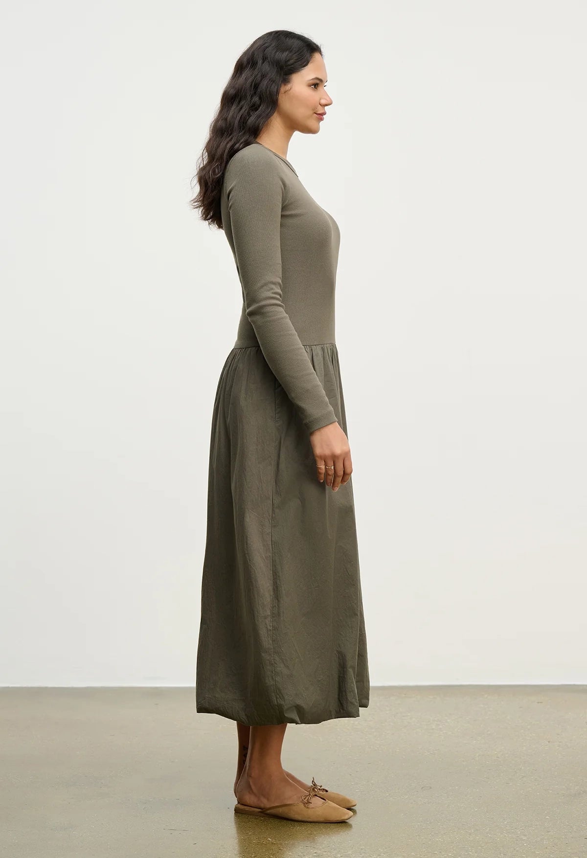 Dolce Rib And Poplin Mix Media Dress