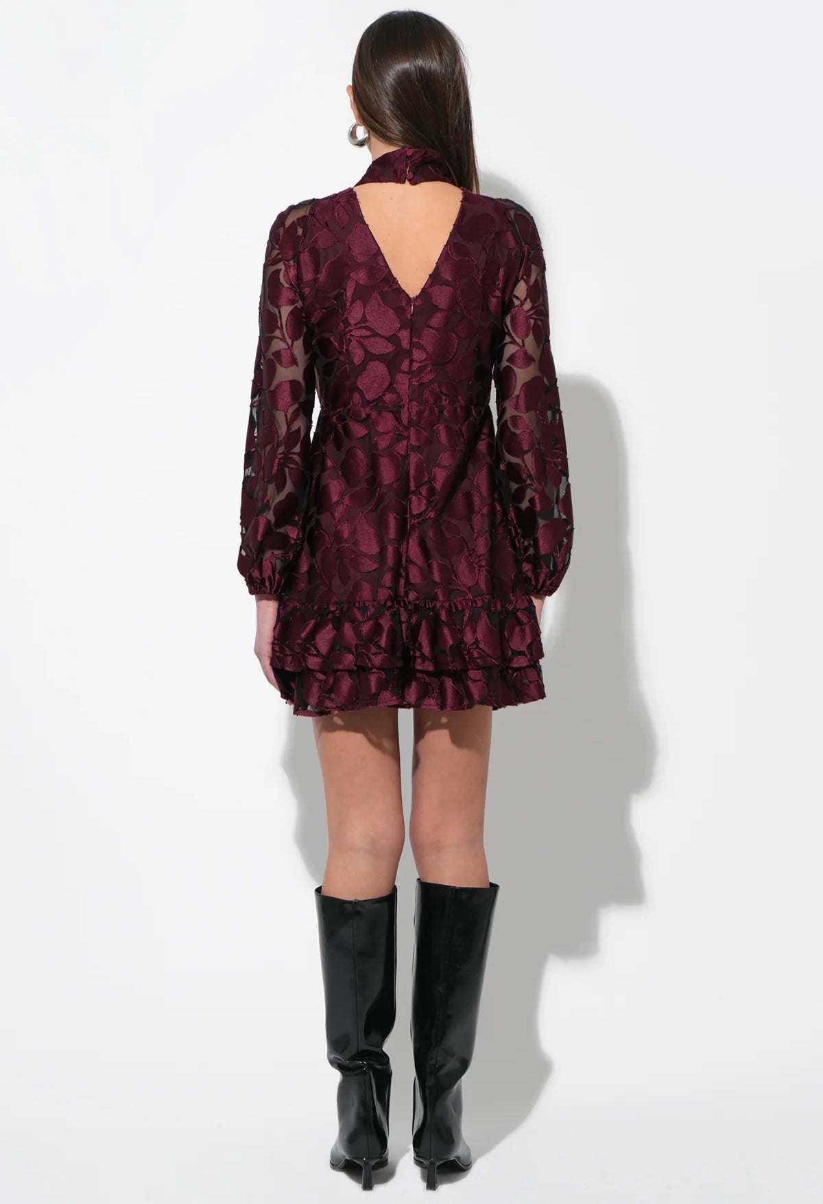 Elinor Velvet Burnout Mock Neck Dress