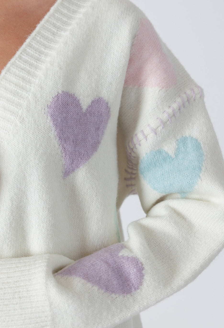 Elska Eco Cardigan with Multicoloured Hearts