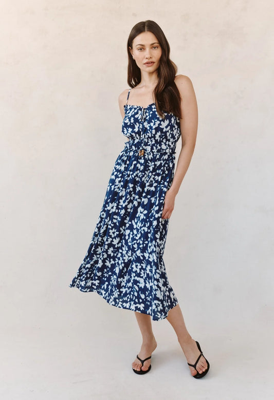 Elastic Waist Midi Dress