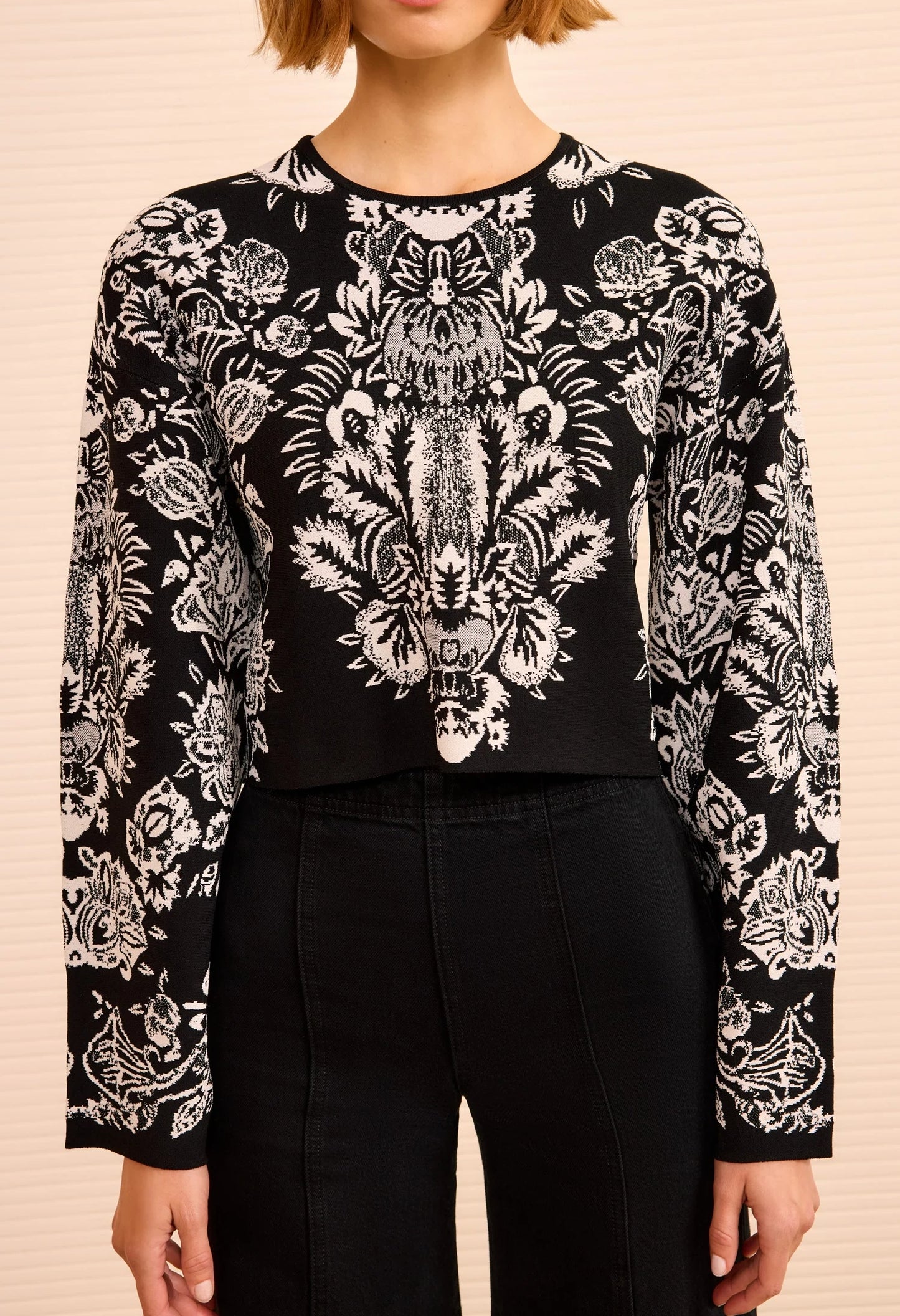 Elisa Long Sleeve Jacquard Pullover