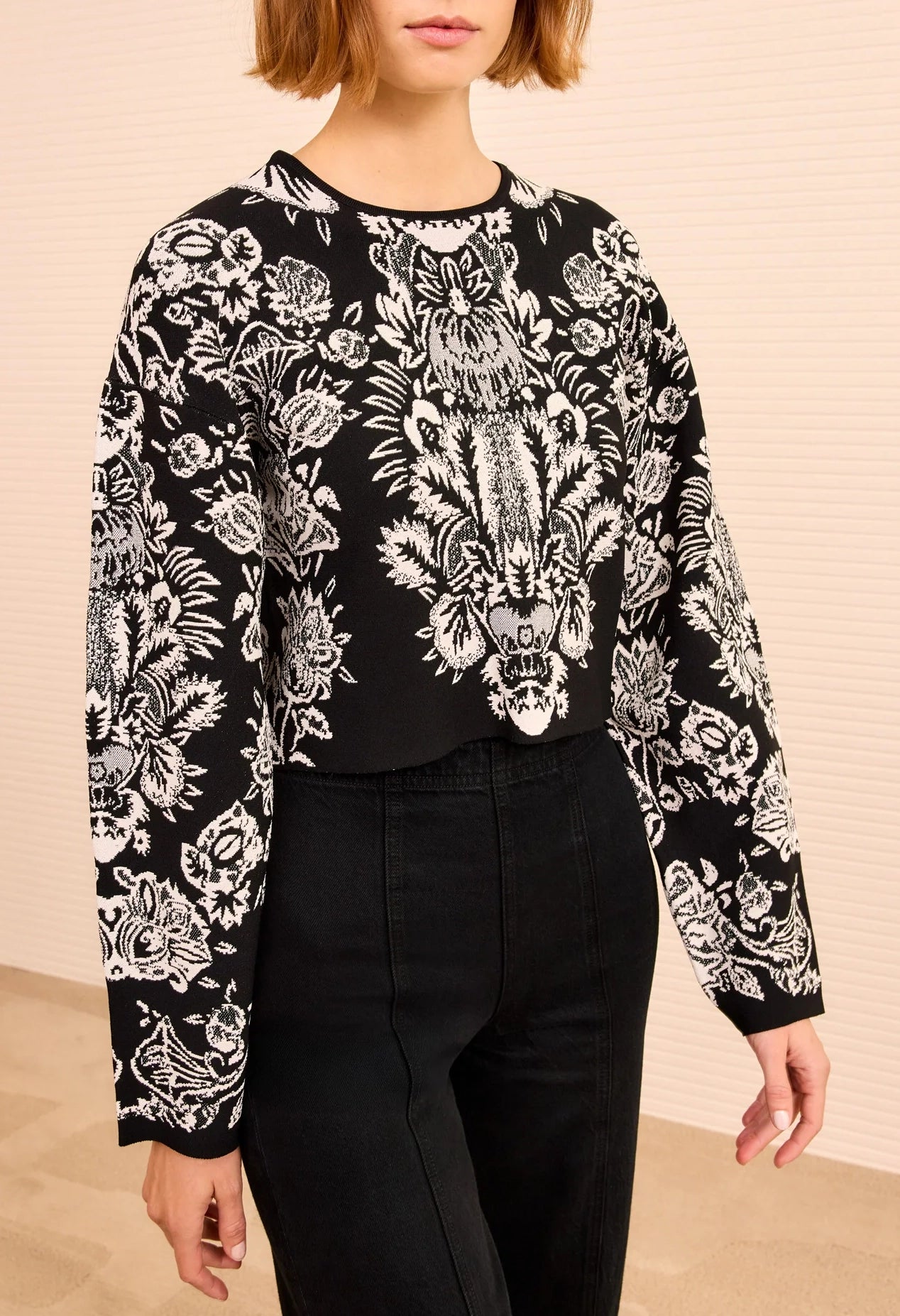 Elisa Long Sleeve Jacquard Pullover