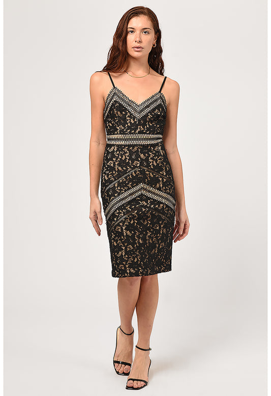 Trixxi Knit Lace Pencil Dress