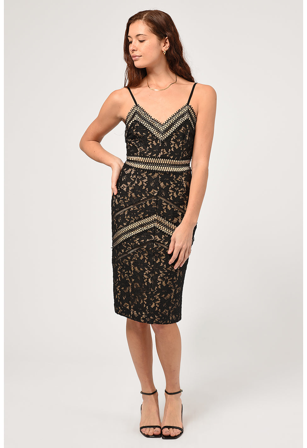 Trixxi Knit Lace Pencil Dress