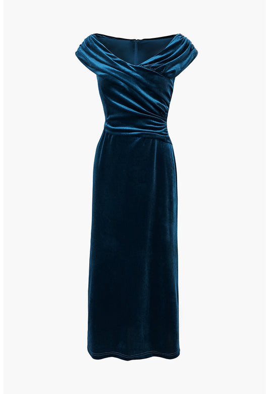 Audrey Off Shoulder Velvet Midi Dress