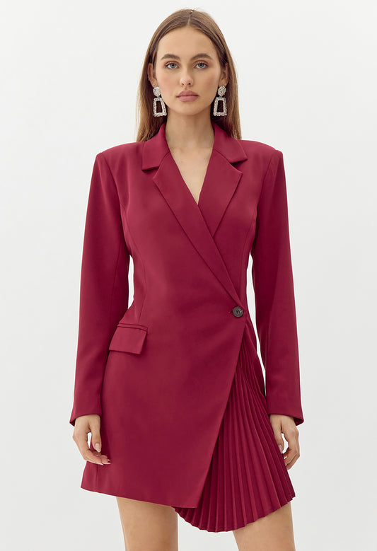 Felicia Pleat Front Blazer Dress