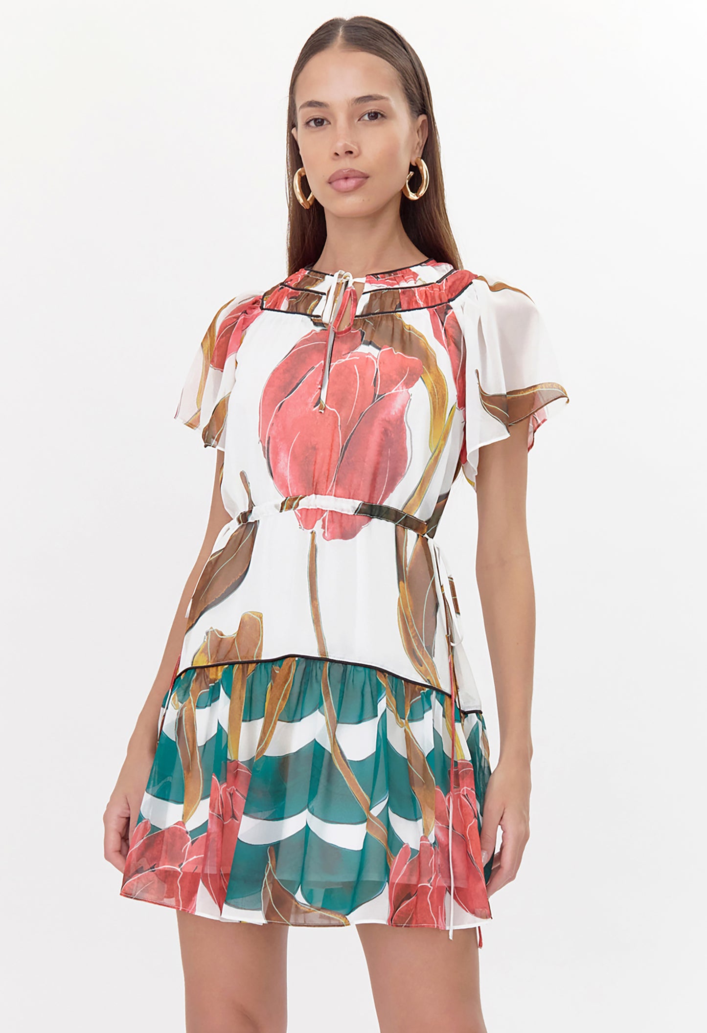 Nerissa Printed Tie Waist Mini Dress