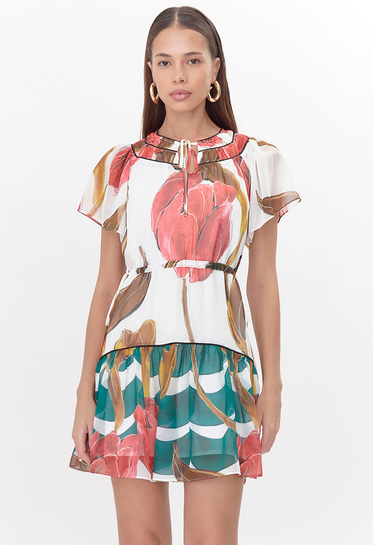 Nerissa Printed Tie Waist Mini Dress