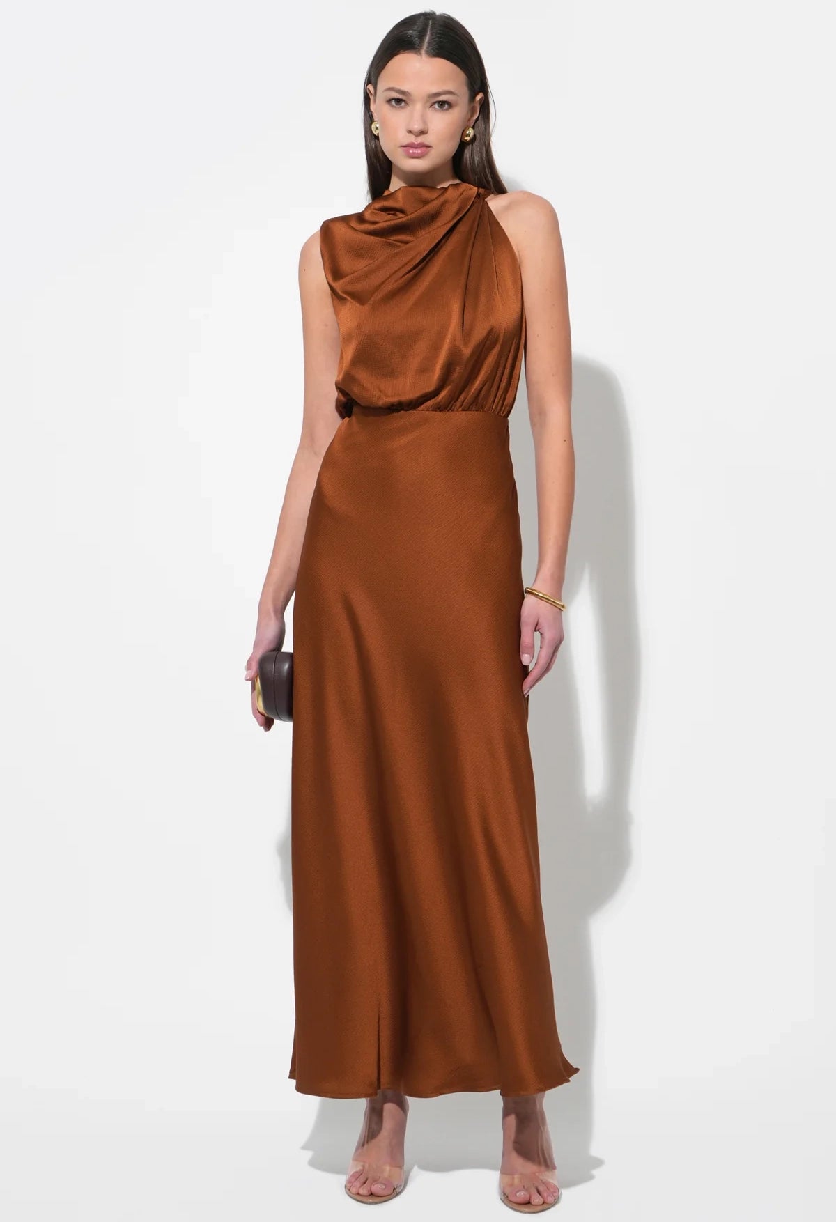Kate Cowl Drape Asymmetrical Maxi Dress