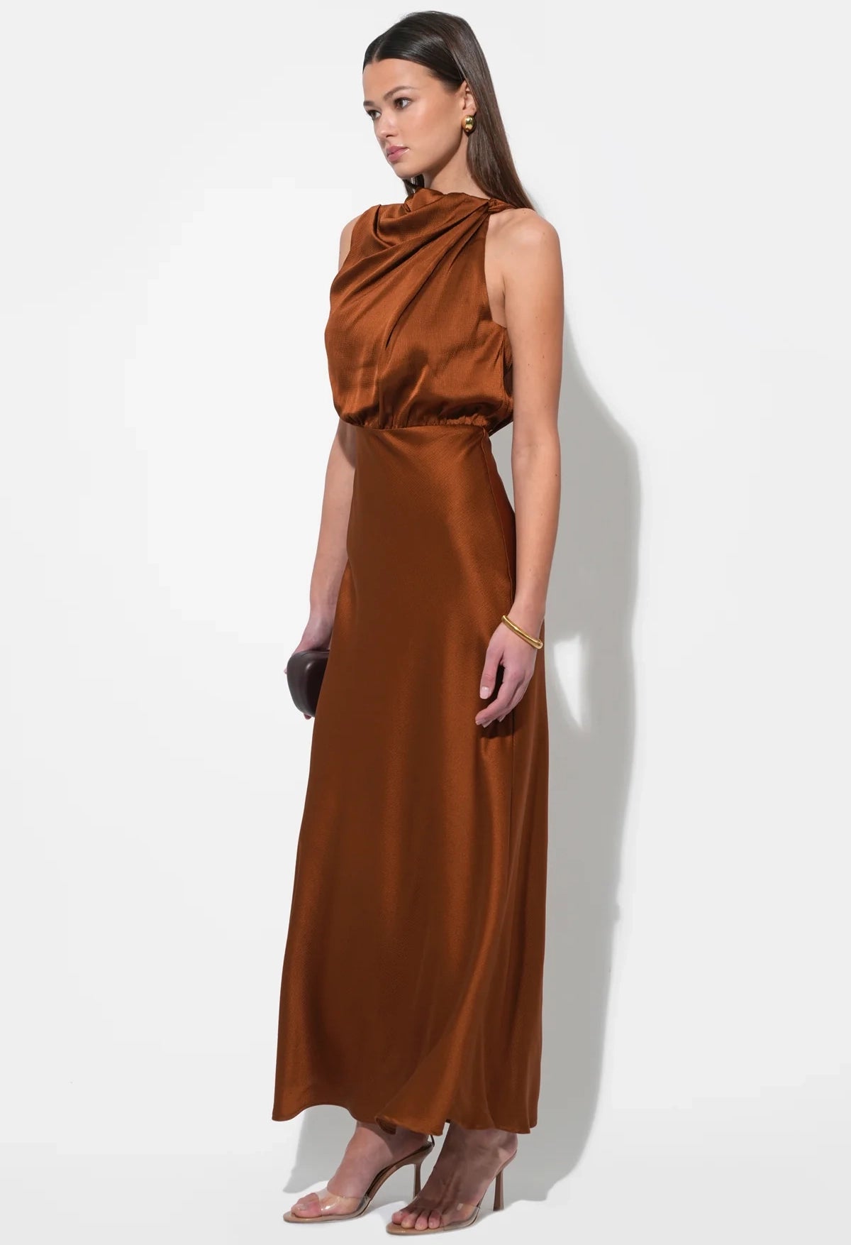 Kate Cowl Drape Asymmetrical Maxi Dress