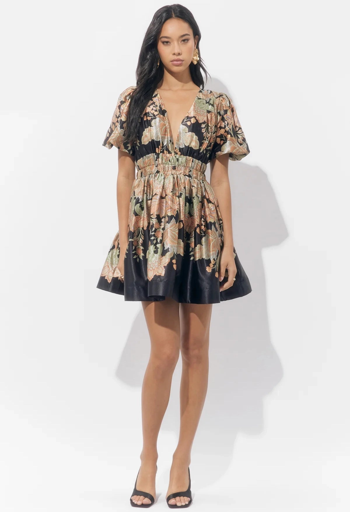 Koi Border Printed Mini Fit And Flare Dress