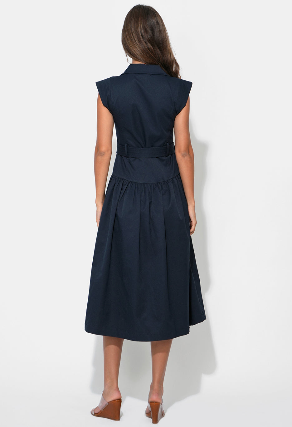 Olivia Button Up Belted Shirt Midi Dress