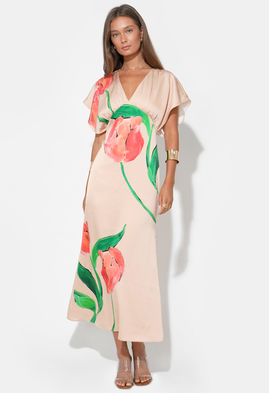 Madelyn Flutter Sleeve Large Midi Dress
