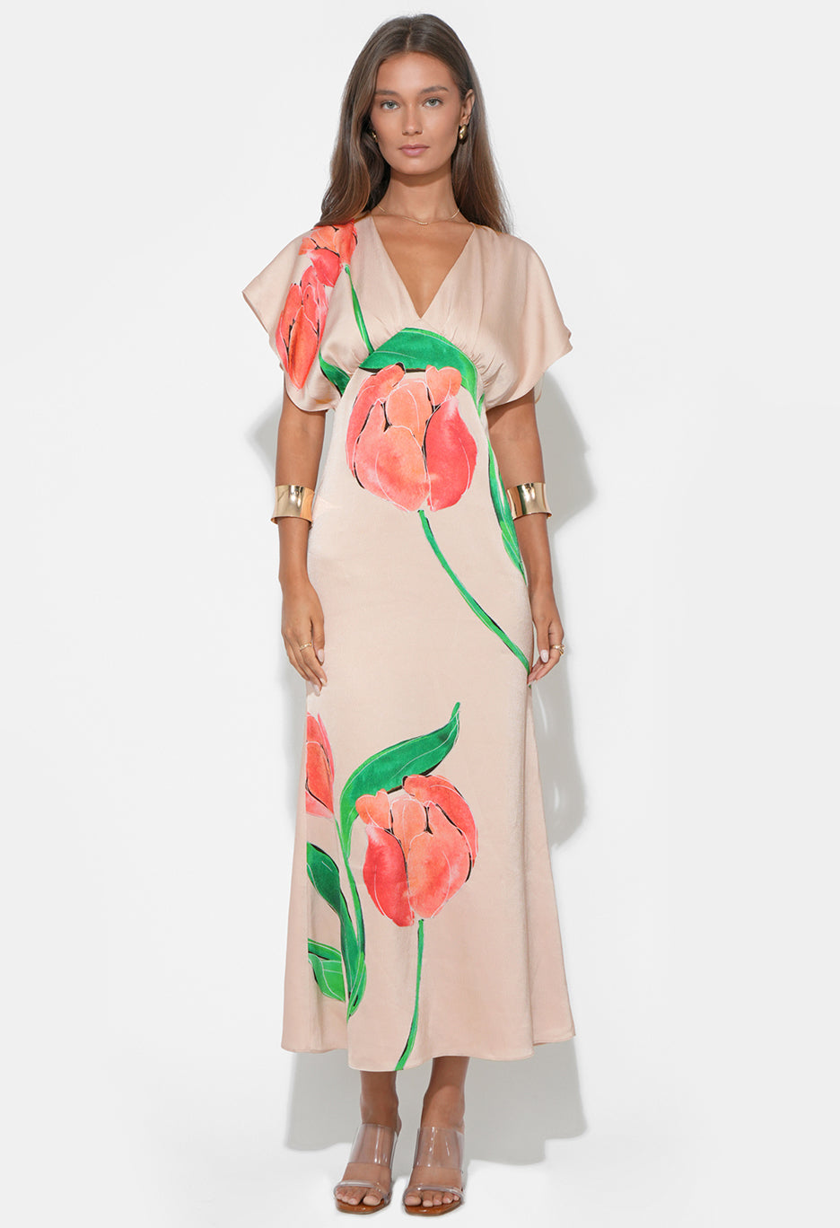Madelyn Flutter Sleeve Large Midi Dress