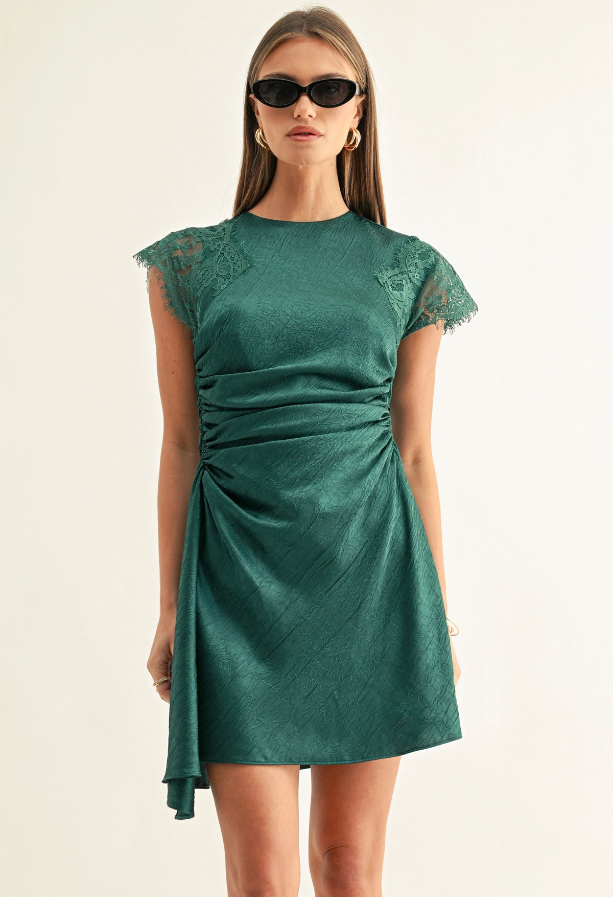 Jordyn Assymmetric Hem Ruched Dress
