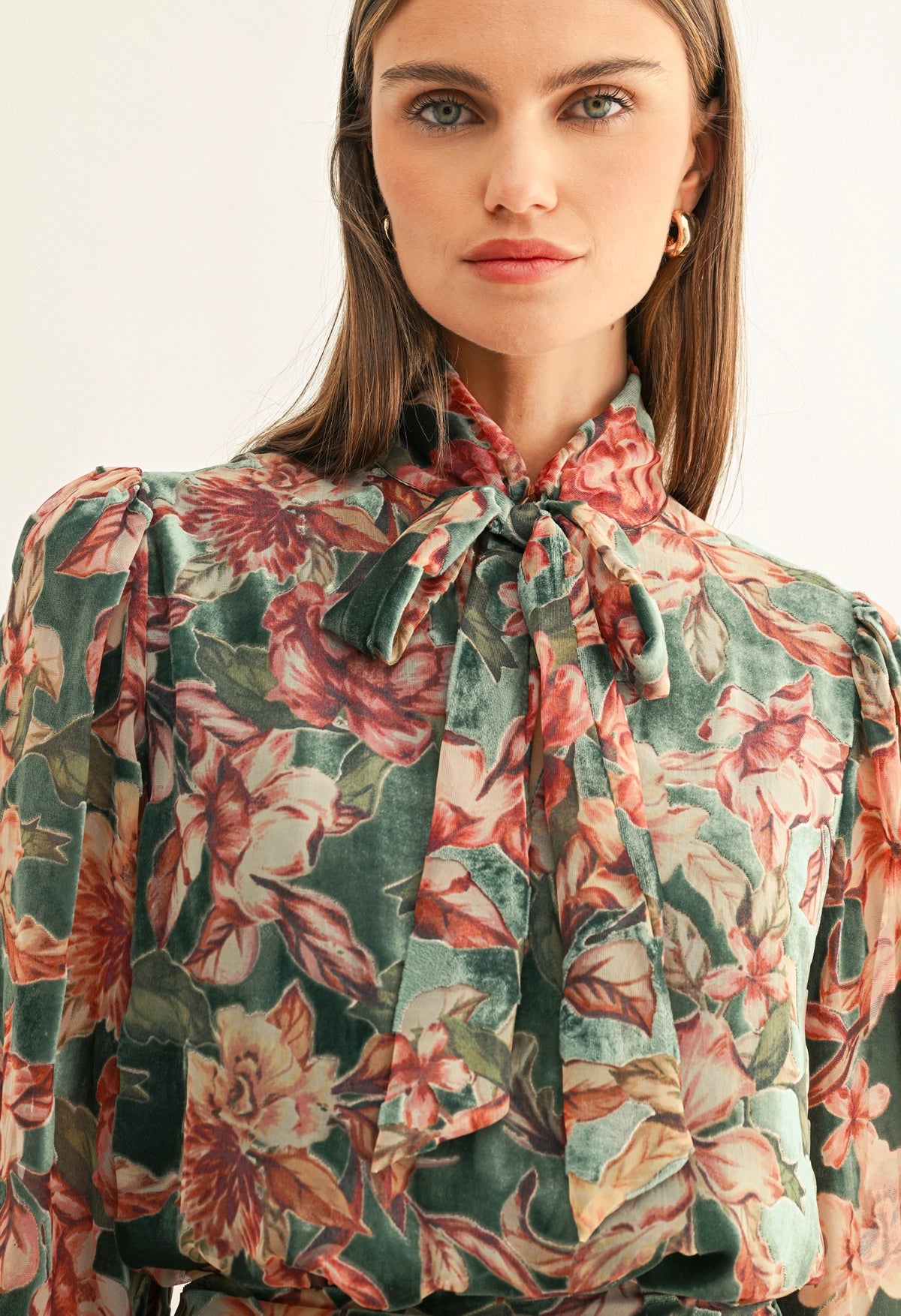 Scarlette Burnout Velvet Tied Blouse