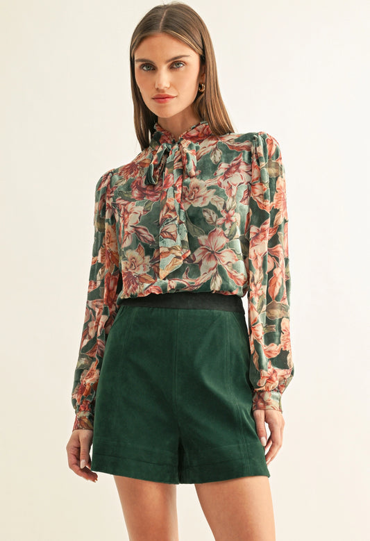 Scarlette Burnout Velvet Tied Blouse