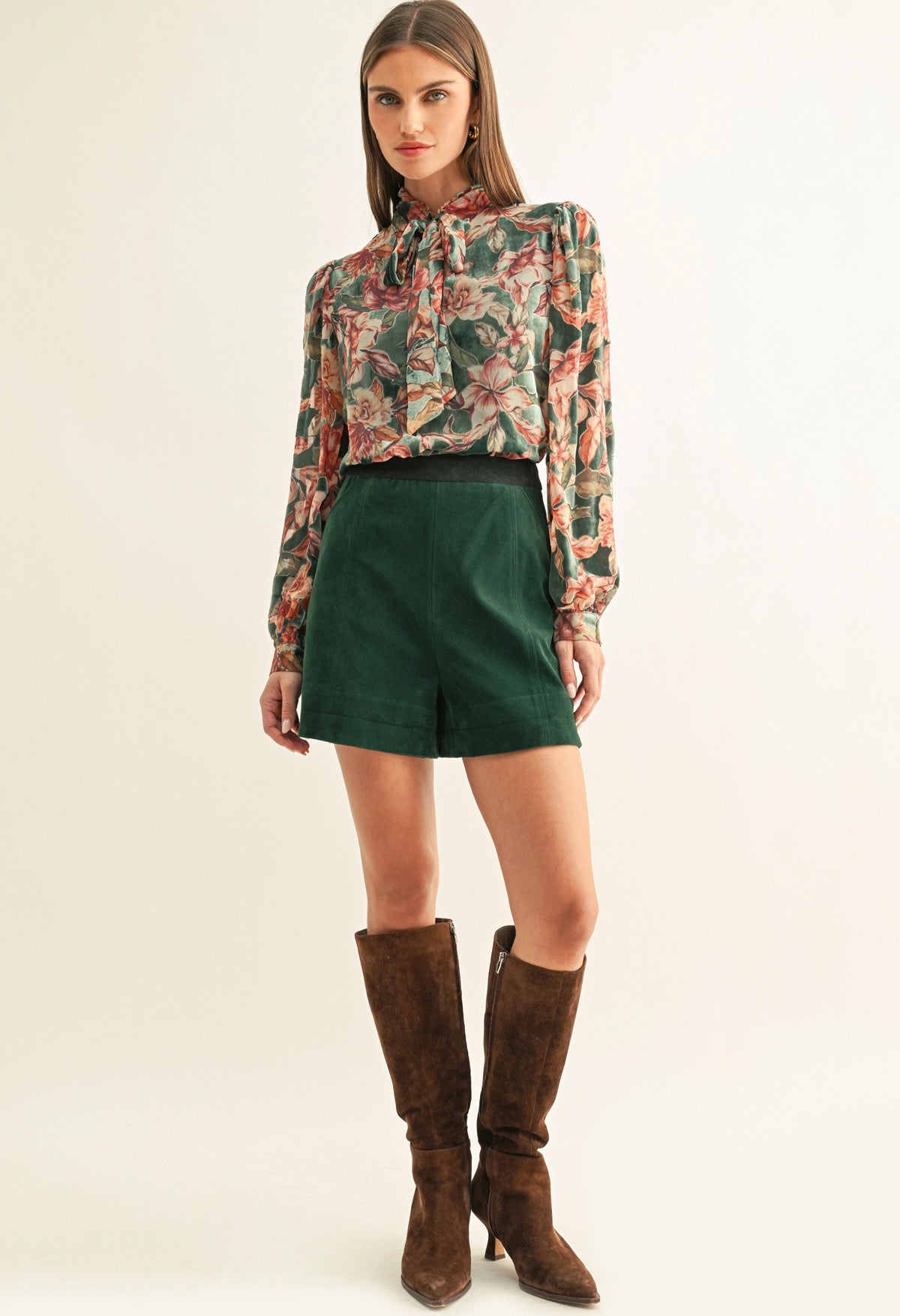 Scarlette Burnout Velvet Tied Blouse