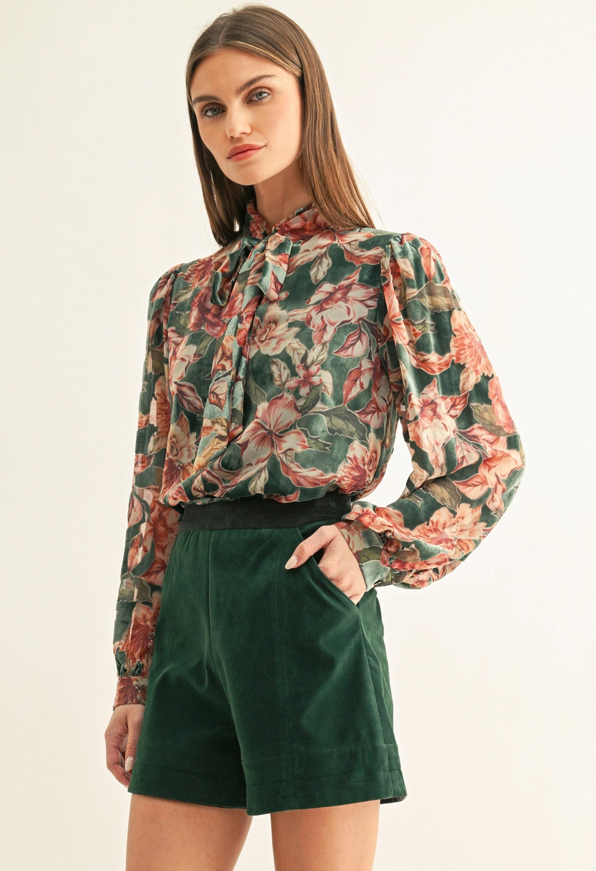 Scarlette Burnout Velvet Tied Blouse