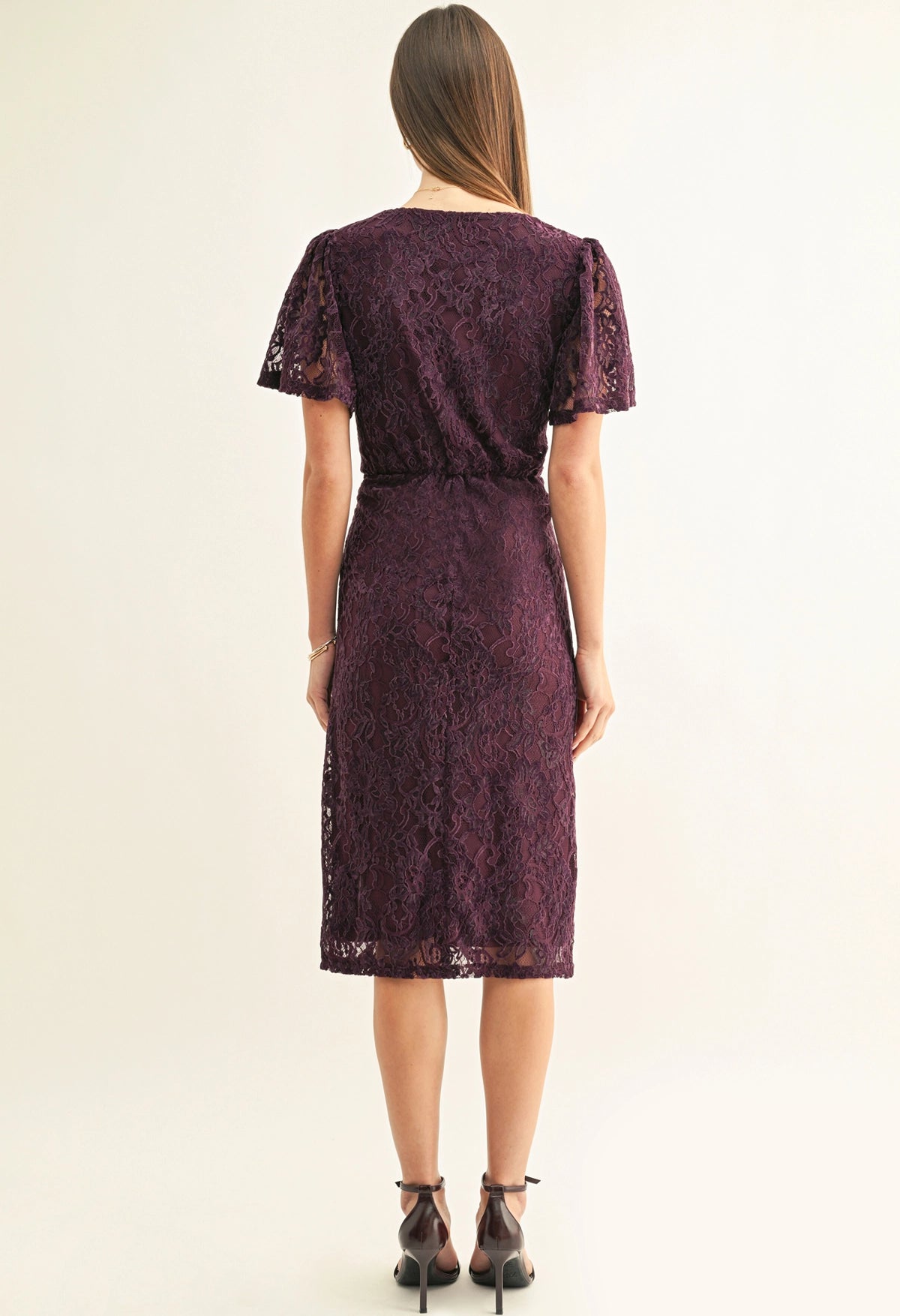 Olivia Twist Front Flutter Sleeve Dress
