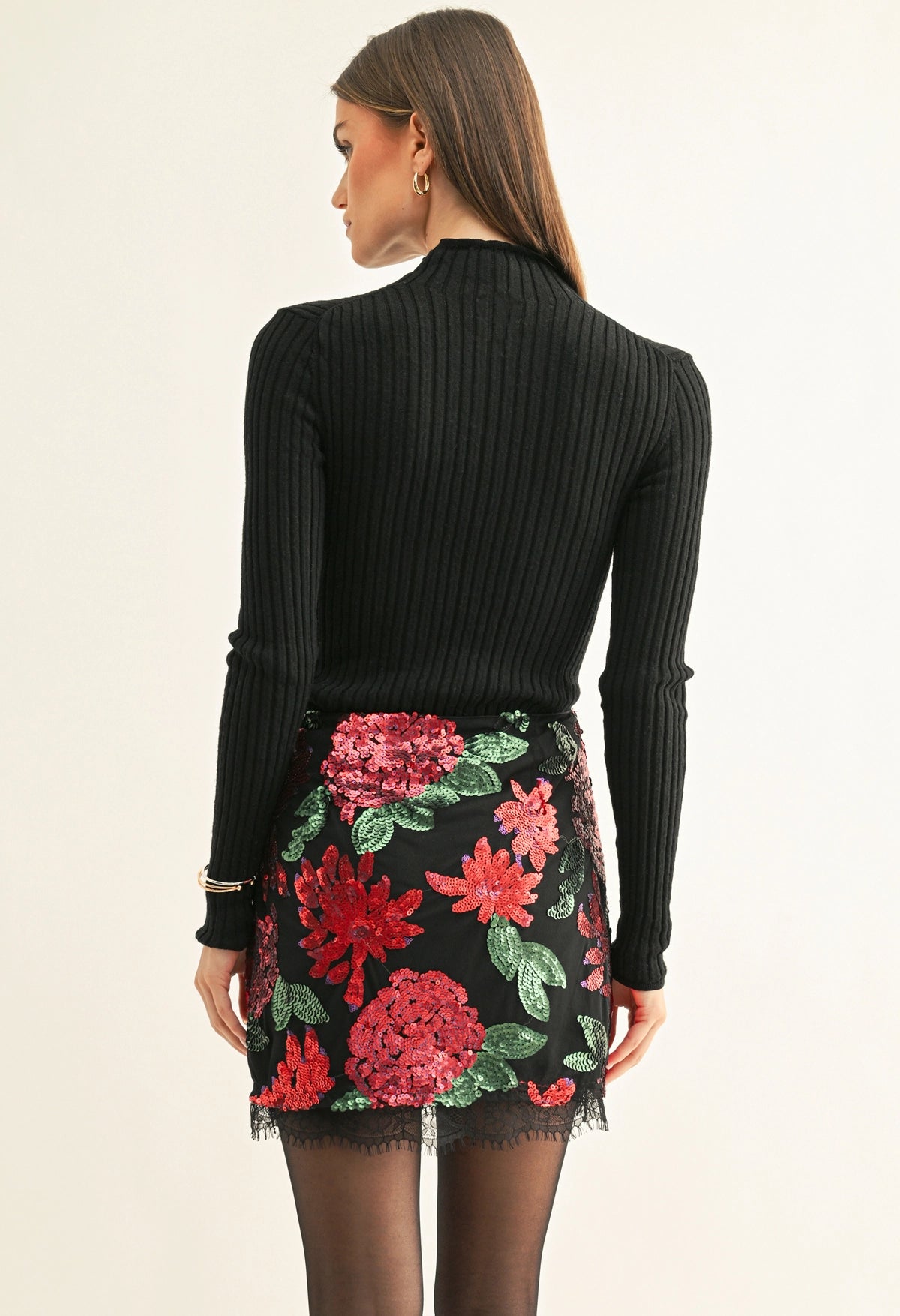 Brynlee Contrast Lace Hem Skirt